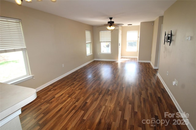 2043 Shady Pond Dr, Clover, SC 29710 - interior space featuring dark wood-style flooring, baseboards, and a ceiling fan