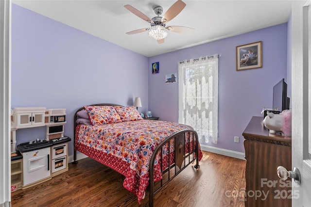 44 Sycamore Dr, Nebo, NC 28761 - bedroom with wood finished floors, ceiling fan, and baseboards