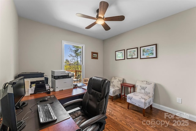 44 Sycamore Dr, Nebo, NC 28761 - office space with baseboards, a ceiling fan, and wood finished floors