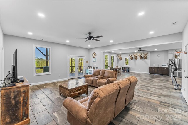 44 Sycamore Dr, Nebo, NC 28761 - living area with recessed lighting, a healthy amount of sunlight, baseboards, and ceiling fan