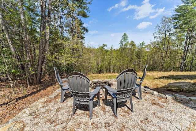 44 Sycamore Dr, Nebo, NC 28761 - view of yard featuring a fire pit and a forest view