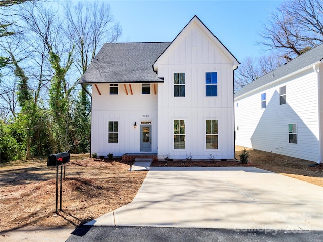 2501 Elon St, Charlotte, NC 28208 - modern farmhouse featuring board and batten siding and a shingled roof