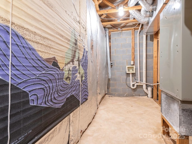 view of unfinished below grade area