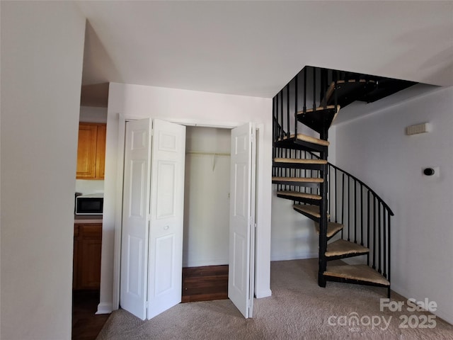 2527 Carya Pond Ln, Charlotte, NC 28212 - stairs with carpet floors and baseboards