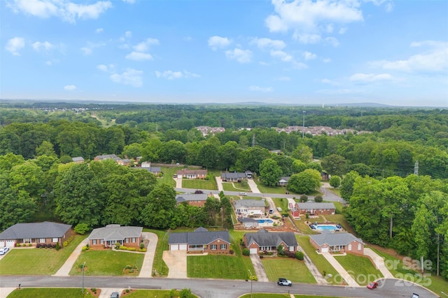 bird's eye view with a residential view and a view of trees