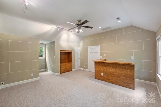 7067 Rocky Falls Rd, Charlotte, NC 28211 - additional living space featuring ceiling fan, lofted ceiling, and light colored carpet
