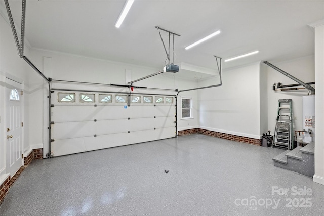 7067 Rocky Falls Rd, Charlotte, NC 28211 - garage featuring baseboards, a garage door opener, and water heater