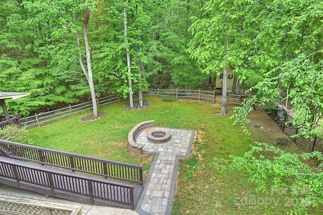 7067 Rocky Falls Rd, Charlotte, NC 28211 - view of yard featuring a fire pit and a deck