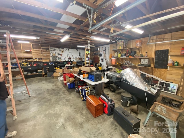 garage featuring a workshop area
