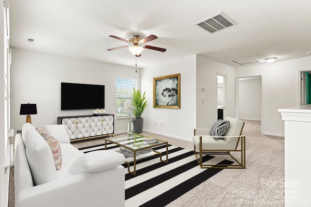 1617 Post Ct, Gastonia, NC 28054 - living area with attic access, visible vents, ceiling fan, and carpet