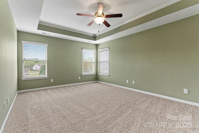 1617 Post Ct, Gastonia, NC 28054 - spare room with baseboards, ornamental molding, a ceiling fan, and carpet flooring