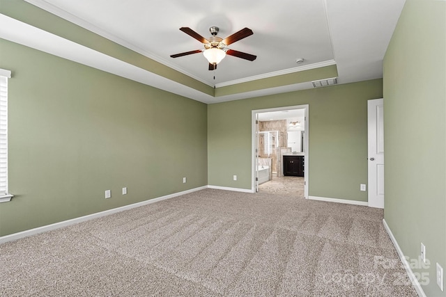 1617 Post Ct, Gastonia, NC 28054 - carpeted spare room with crown molding, visible vents, ceiling fan, and baseboards