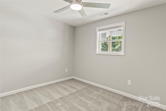109 W Poplar St, Stanley, NC 28164 - carpeted empty room with baseboards, visible vents, and ceiling fan