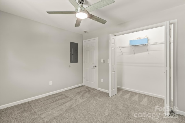 109 W Poplar St, Stanley, NC 28164 - unfurnished bedroom featuring a closet, electric panel, carpet, and baseboards