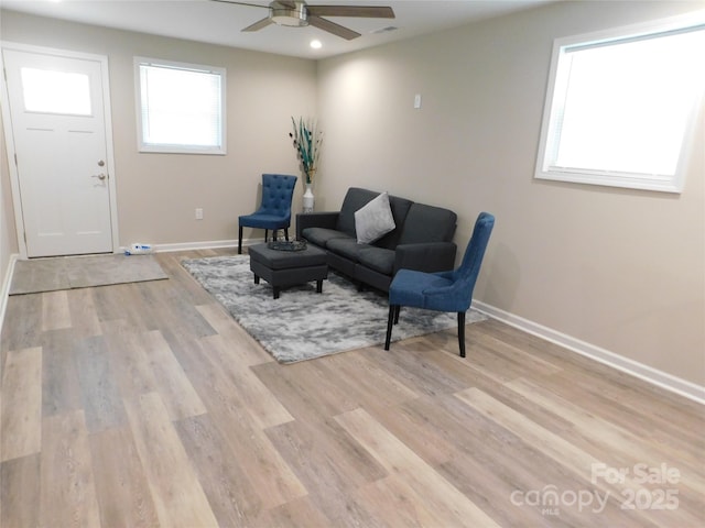 109 W Poplar St, Stanley, NC 28164 - living room with a ceiling fan, recessed lighting, and wood finished floors