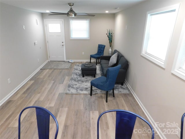 109 W Poplar St, Stanley, NC 28164 - sitting room featuring a ceiling fan and wood finished floors