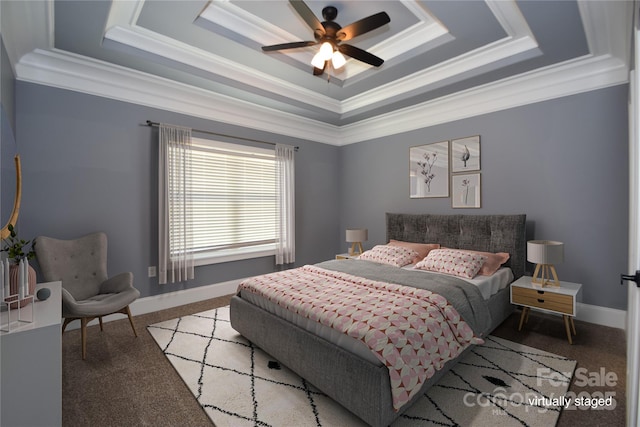 6519 Pargo Rd, Charlotte, NC 28216 - bedroom featuring crown molding, carpet, a raised ceiling, and baseboards