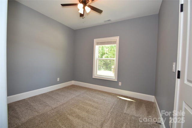6519 Pargo Rd, Charlotte, NC 28216 - carpeted empty room featuring visible vents, baseboards, and ceiling fan
