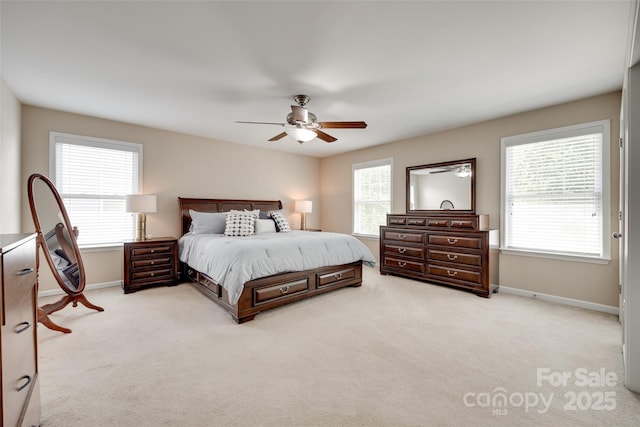 985 Angelica Ln, Tega Cay, SC 29708 - bedroom featuring baseboards, light colored carpet, and ceiling fan