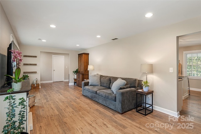 215 Shannon Rd, Hendersonville, NC 28791 - living area featuring recessed lighting, visible vents, light wood-type flooring, and baseboards