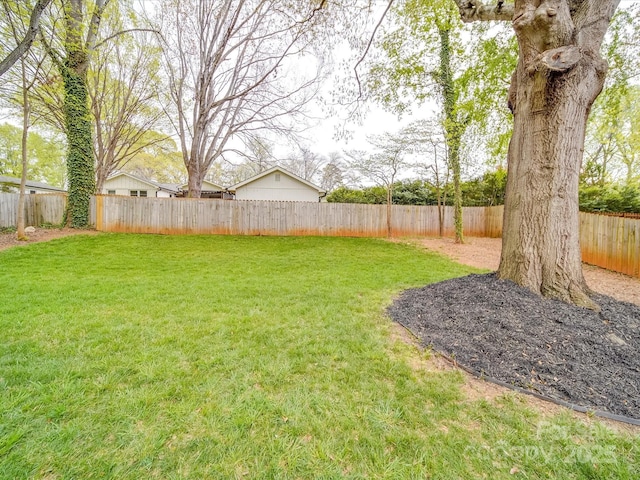 view of yard featuring a fenced backyard