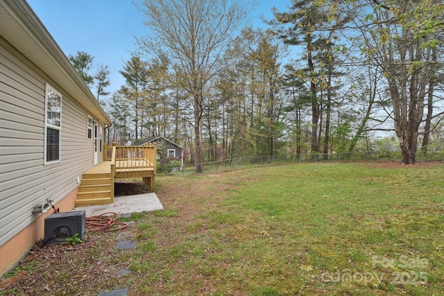 510 Laurel St, Hendersonville, NC 28792 - view of yard featuring ac unit, fence, and a wooden deck