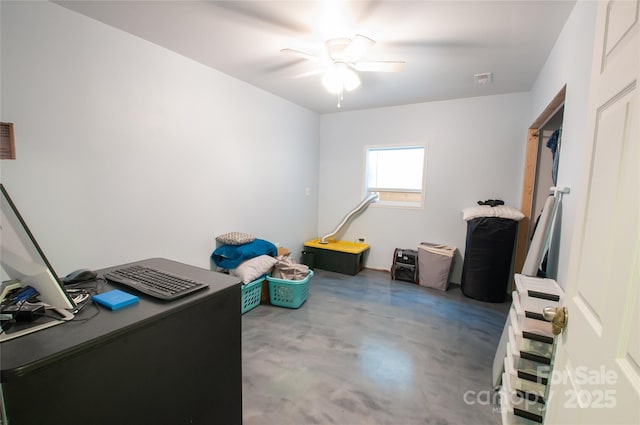 2540 Heritage Cir, Statesville, NC 28625 - unfurnished office with finished concrete floors and a ceiling fan