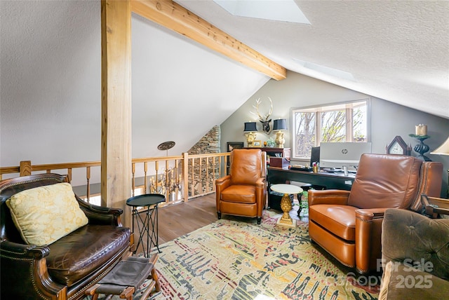 704 Fleetwood Plz, Hendersonville, NC 28739 - sitting room featuring wood finished floors, a skylight, and an office area