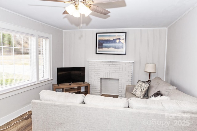 2693 Salem Church Rd, Lincolnton, NC 28092 - living area with wood finished floors, a wealth of natural light, and crown molding