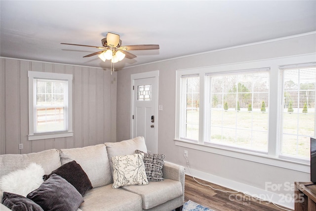 2693 Salem Church Rd, Lincolnton, NC 28092 - living room with baseboards, a healthy amount of sunlight, and wood finished floors