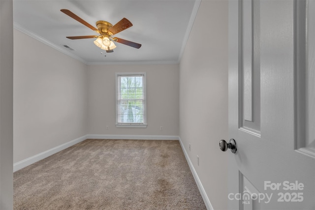 63 Frost Ln, Taylorsville, NC 28681 - carpeted empty room with ornamental molding, baseboards, and a ceiling fan