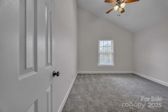 63 Frost Ln, Taylorsville, NC 28681 - unfurnished room featuring carpet, ceiling fan, baseboards, and vaulted ceiling