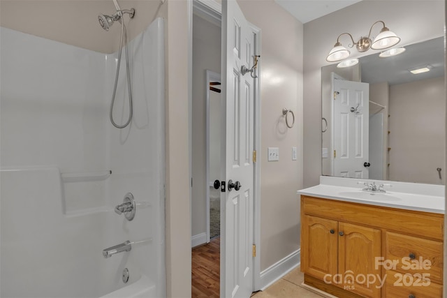 63 Frost Ln, Taylorsville, NC 28681 - full bathroom with shower / bathtub combination, vanity, and baseboards