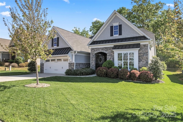 4012 Brandywine Ter, Lancaster, SC 29720 - craftsman inspired home with driveway, a standing seam roof, and stone siding