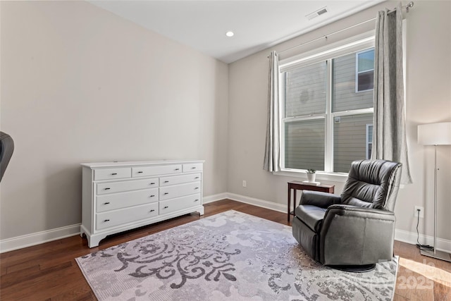 4012 Brandywine Ter, Lancaster, SC 29720 - living area featuring visible vents, dark wood-style floors, and baseboards
