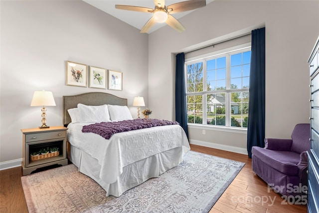 4012 Brandywine Ter, Lancaster, SC 29720 - bedroom with baseboards, wood finished floors, and a ceiling fan