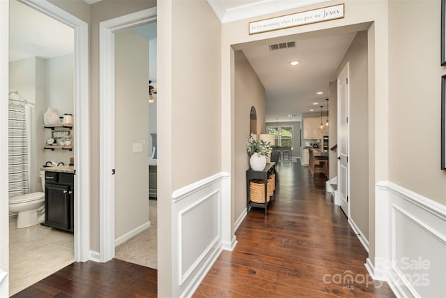 3028 Quinebaug Rd, Fort Mill, SC 29715 - corridor featuring baseboards, recessed lighting, visible vents, and dark wood-type flooring