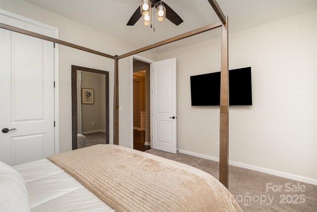 3028 Quinebaug Rd, Fort Mill, SC 29715 - bedroom featuring baseboards, a ceiling fan, and light colored carpet