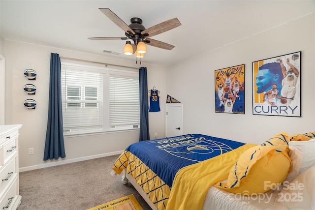3028 Quinebaug Rd, Fort Mill, SC 29715 - bedroom with ceiling fan, carpet flooring, baseboards, and visible vents