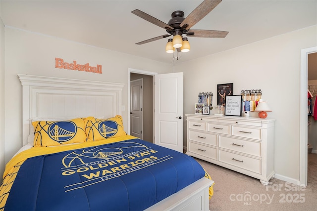 3028 Quinebaug Rd, Fort Mill, SC 29715 - bedroom featuring light colored carpet, baseboards, and ceiling fan