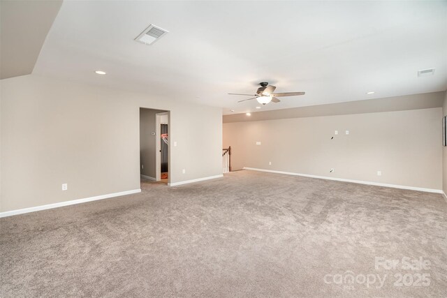 3028 Quinebaug Rd, Fort Mill, SC 29715 - unfurnished room with carpet floors, a ceiling fan, visible vents, and recessed lighting