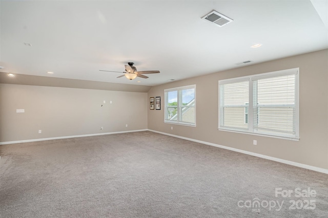 3028 Quinebaug Rd, Fort Mill, SC 29715 - carpeted spare room with baseboards, ceiling fan, and visible vents