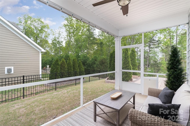 3028 Quinebaug Rd, Fort Mill, SC 29715 - sunroom featuring a ceiling fan