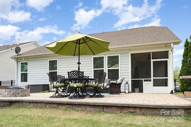 3028 Quinebaug Rd, Fort Mill, SC 29715 - rear view of property with a patio area, a sunroom, and a shingled roof