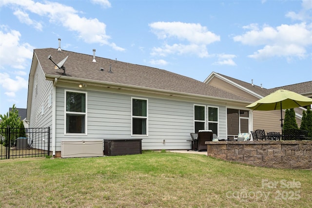 3028 Quinebaug Rd, Fort Mill, SC 29715 - rear view of property with cooling unit, a yard, roof with shingles, and fence