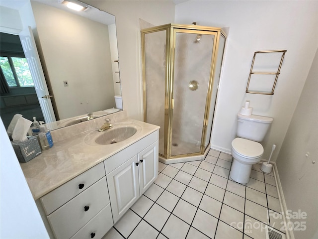 124 Cardinal Rd, Lake Lure, NC 28746 - full bathroom with toilet, vanity, a stall shower, and tile patterned floors