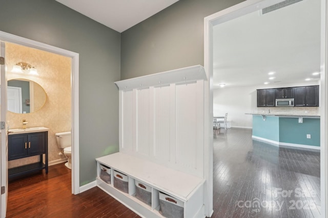 5037 Nighthawk Dr, Fort Mill, SC 29707 - mudroom with baseboards and dark wood-style floors
