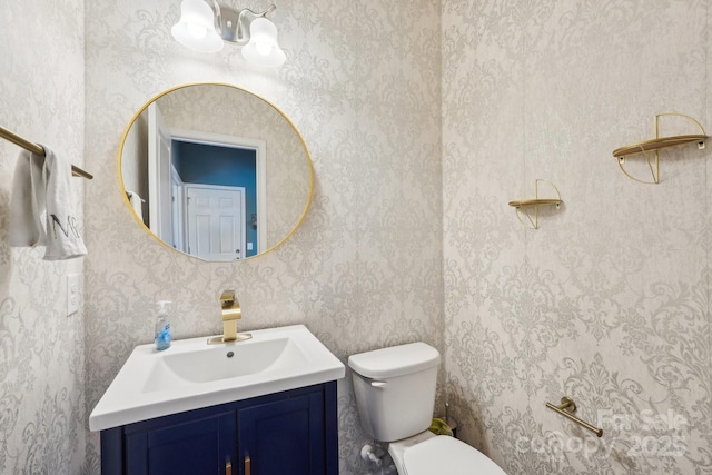 5037 Nighthawk Dr, Fort Mill, SC 29707 - bathroom featuring wallpapered walls, toilet, and vanity