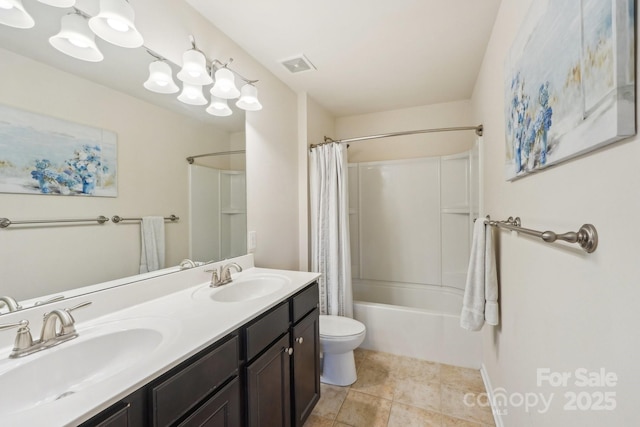 5037 Nighthawk Dr, Fort Mill, SC 29707 - full bath featuring toilet, shower / bath combination with curtain, and double vanity