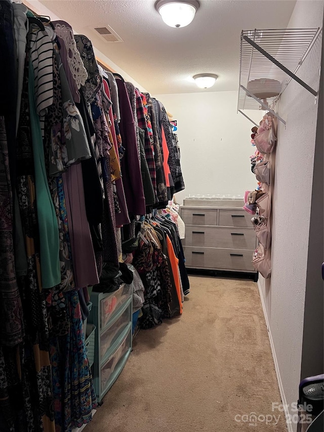 541 Pilgrim Rd, Ellenboro, NC 28040 - walk in closet featuring visible vents and carpet flooring